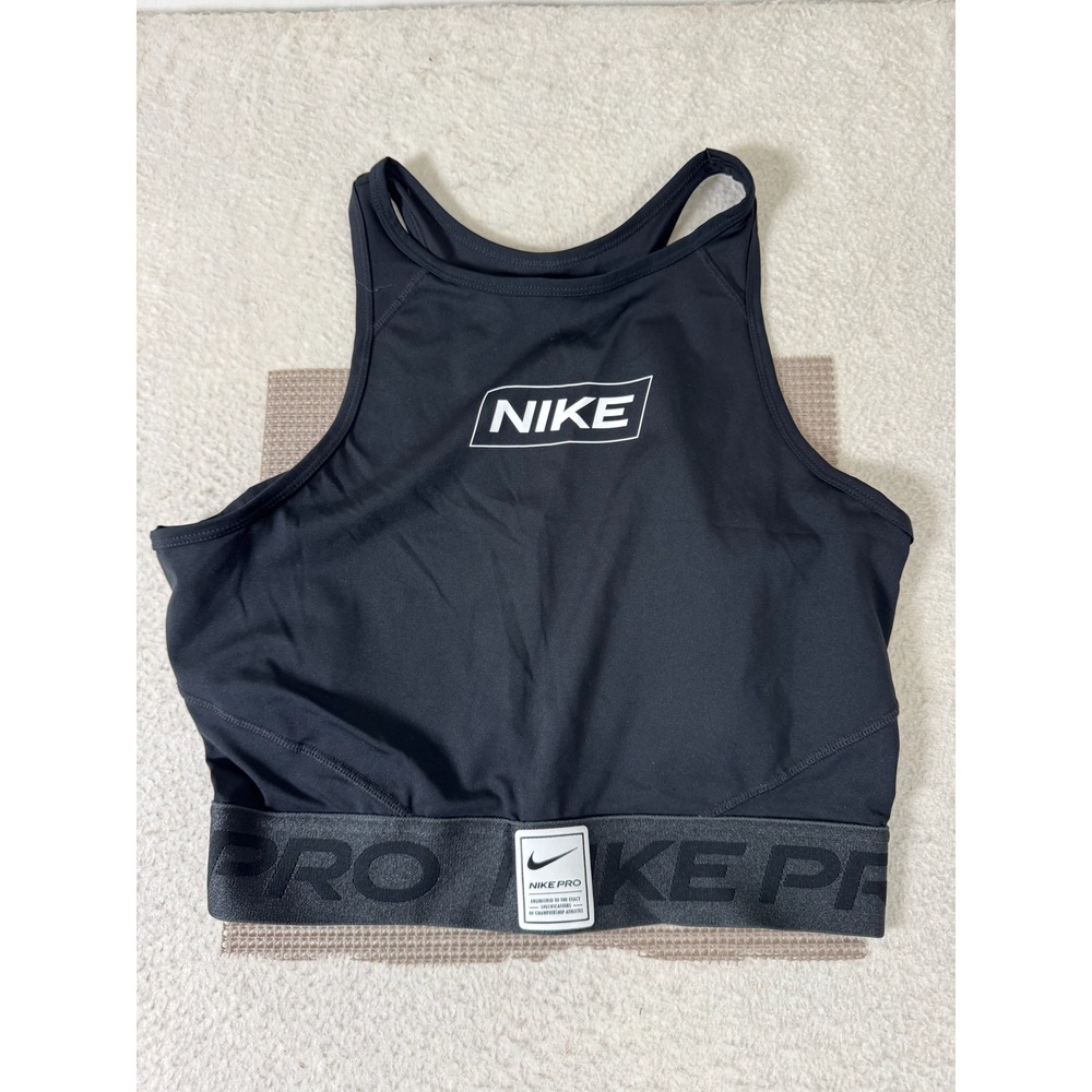 Nike Pro Crop Top Women Medium Black Excellent Dri-FIT Racerback DQ5593-010